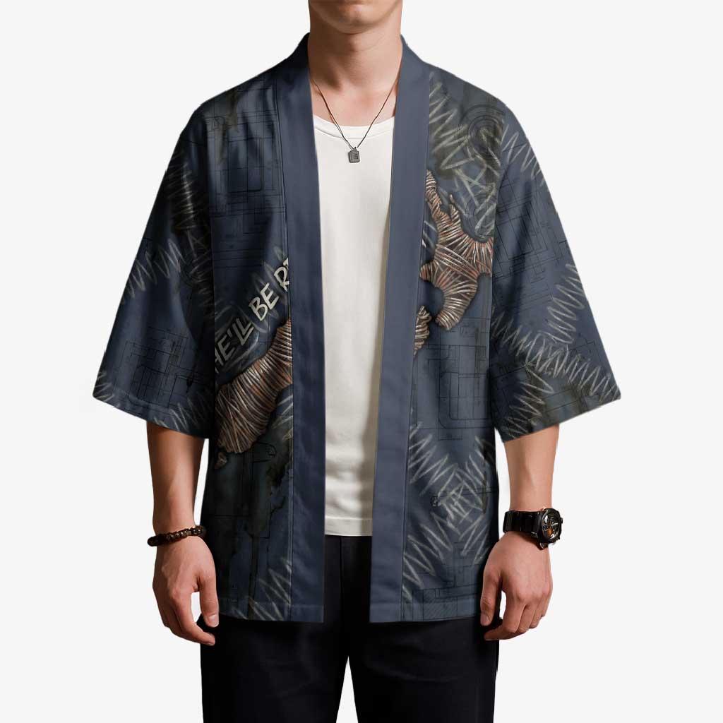 New Zealand She’ll Be Right Kimono NZ Slang No. 8 Wire Map Pattern