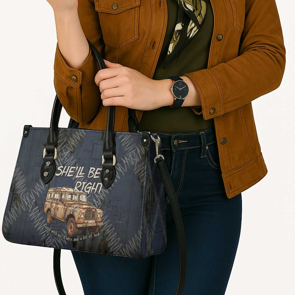 New Zealand She’ll Be Right Leather Bag NZ Slang No. 8 Wire Map Pattern