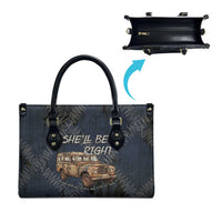 New Zealand She’ll Be Right Leather Bag NZ Slang No. 8 Wire Map Pattern