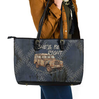 New Zealand She’ll Be Right Leather Tote Bag NZ Slang No. 8 Wire Map Pattern