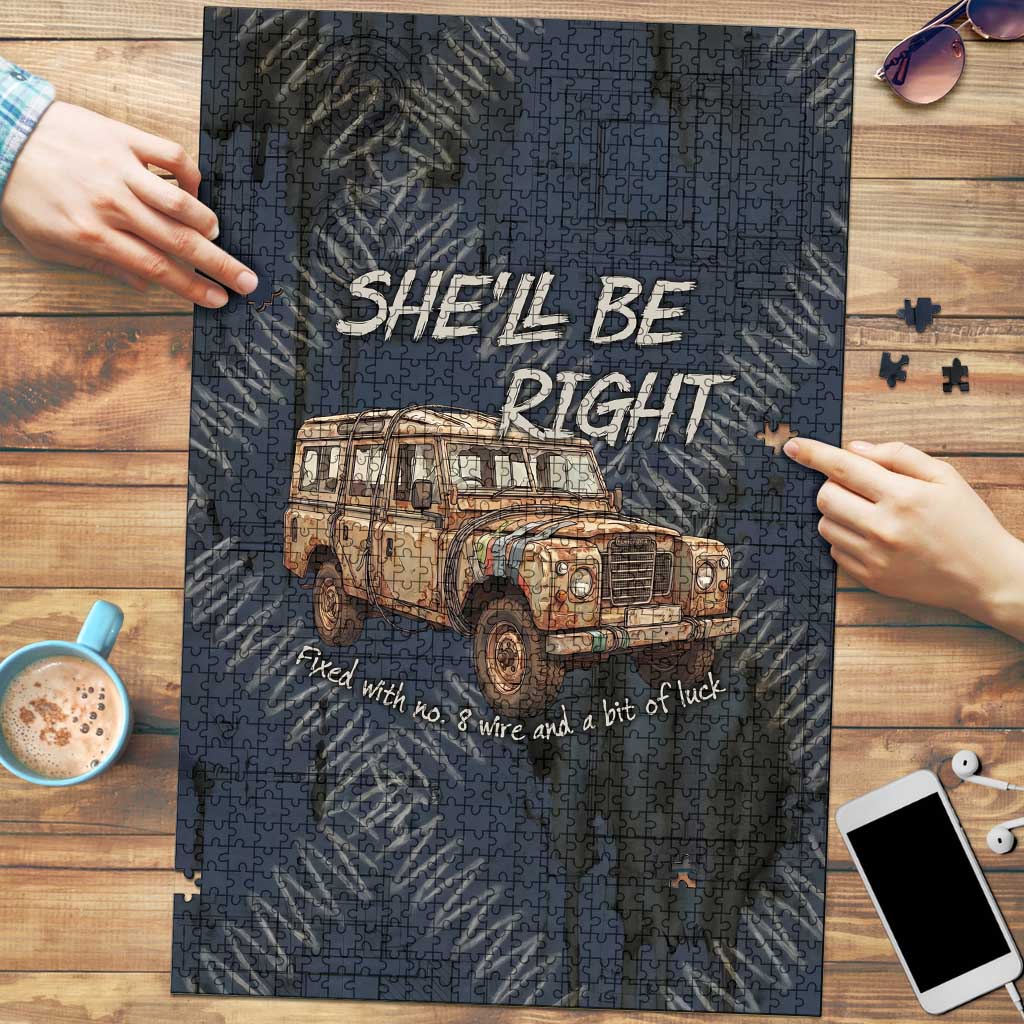 New Zealand She’ll Be Right Puzzle NZ Slang No. 8 Wire Map Pattern
