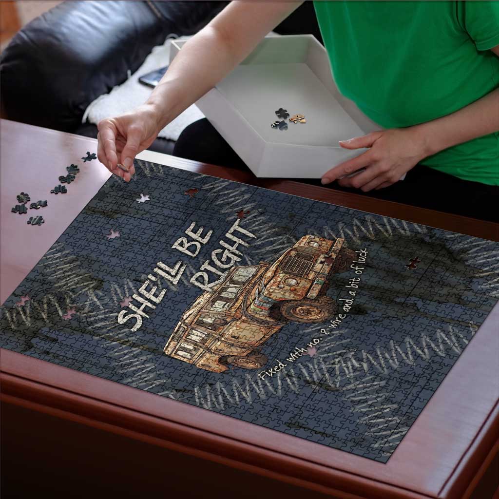 New Zealand She’ll Be Right Puzzle NZ Slang No. 8 Wire Map Pattern