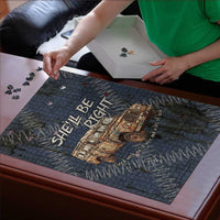 New Zealand She’ll Be Right Puzzle NZ Slang No. 8 Wire Map Pattern