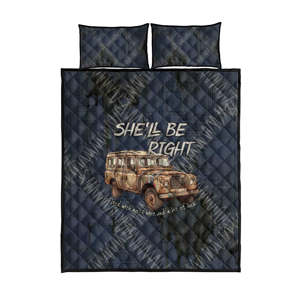 New Zealand She’ll Be Right Quilt Bed Set NZ Slang No. 8 Wire Map Pattern