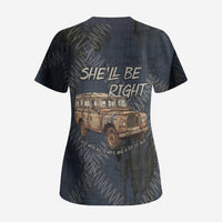 New Zealand She’ll Be Right Scrub Top NZ Slang No. 8 Wire Map Pattern
