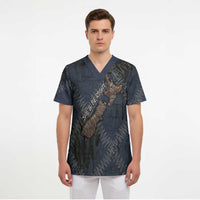 New Zealand She’ll Be Right Scrub Top NZ Slang No. 8 Wire Map Pattern