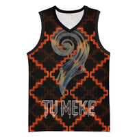 Tu Meke Maori New Zealand Slang Basketball Jersey with Glow Neon Step Style TS04 Unisex Black Orange - Polynesian Pride
