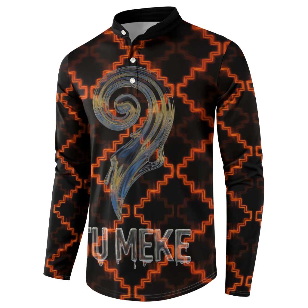 Tu Meke Maori New Zealand Slang Button Sweatshirt with Glow Neon Step Style