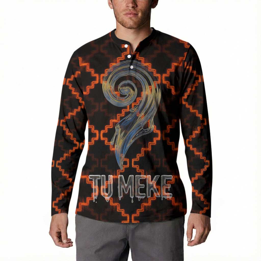 Tu Meke Maori New Zealand Slang Button Sweatshirt with Glow Neon Step Style