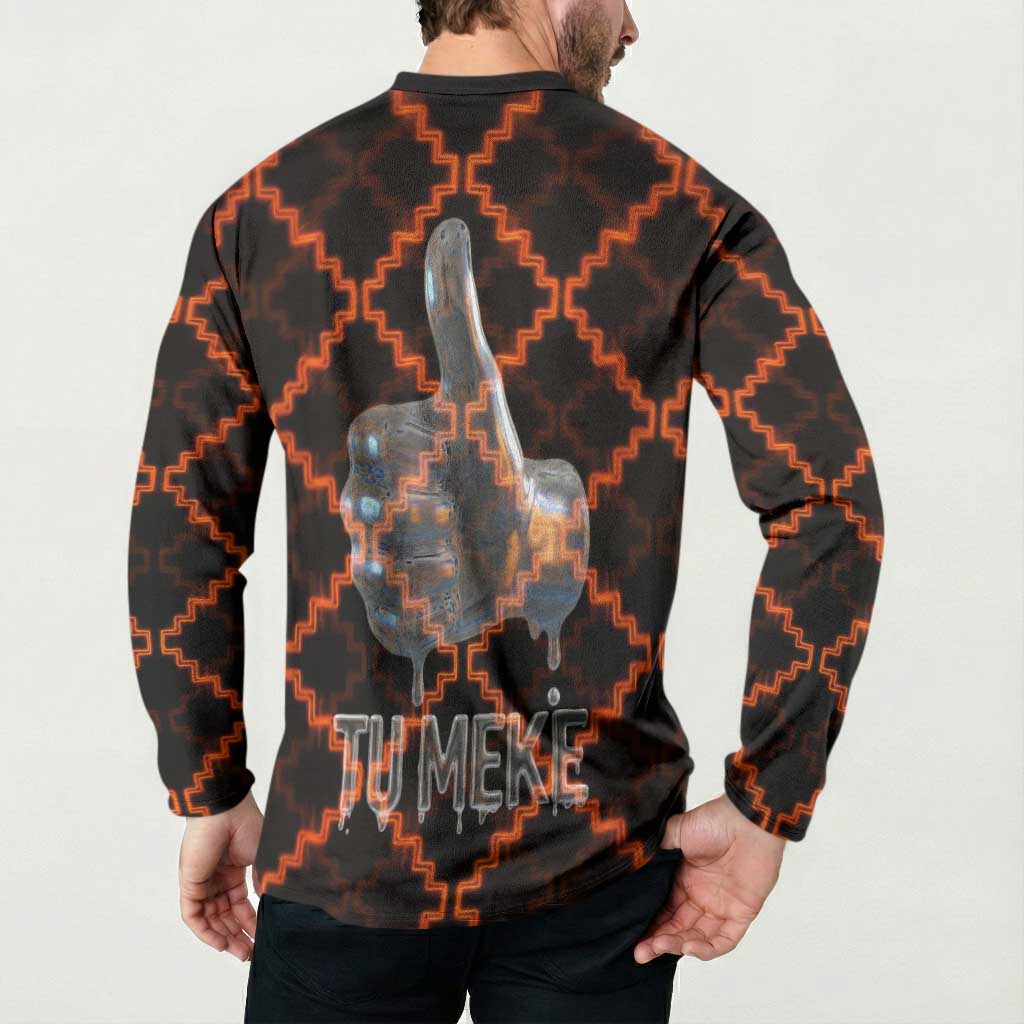 Tu Meke Maori New Zealand Slang Button Sweatshirt with Glow Neon Step Style