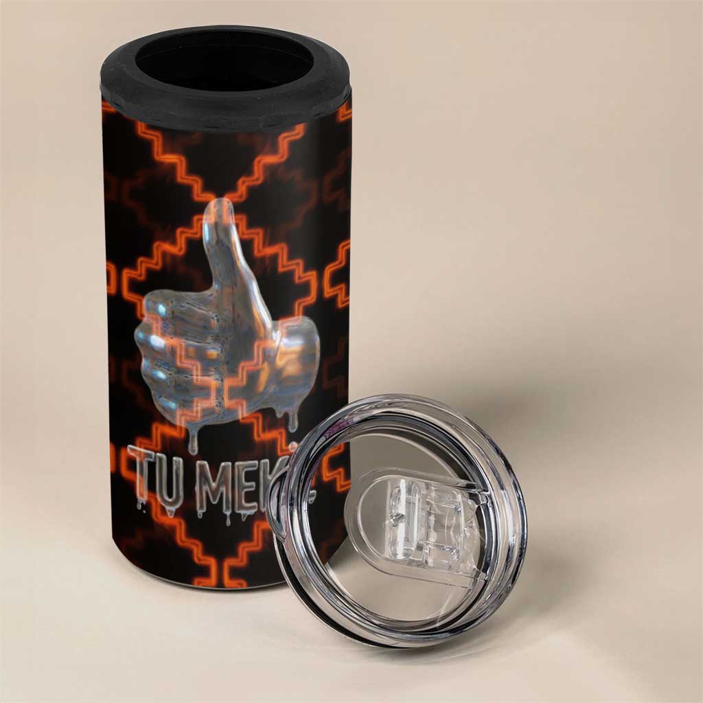 Tu Meke Maori New Zealand Slang 4 in 1 Can Cooler Tumbler with Glow Neon Step Style TS04 - Polynesian Pride