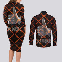 Tu Meke Maori New Zealand Slang Couples Matching Long Sleeve Bodycon Dress and Long Sleeve Button Shirt with Glow Neon Step Style