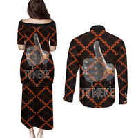 Tu Meke Maori New Zealand Slang Couples Matching Puletasi and Long Sleeve Button Shirt with Glow Neon Step Style TS04 - Polynesian Pride