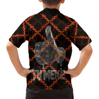 Tu Meke Maori New Zealand Slang Family Matching Off Shoulder Short Dress and Hawaiian Shirt with Glow Neon Step Style TS04 - Polynesian Pride