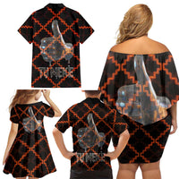 Tu Meke Maori New Zealand Slang Family Matching Off Shoulder Short Dress and Hawaiian Shirt with Glow Neon Step Style TS04 - Polynesian Pride