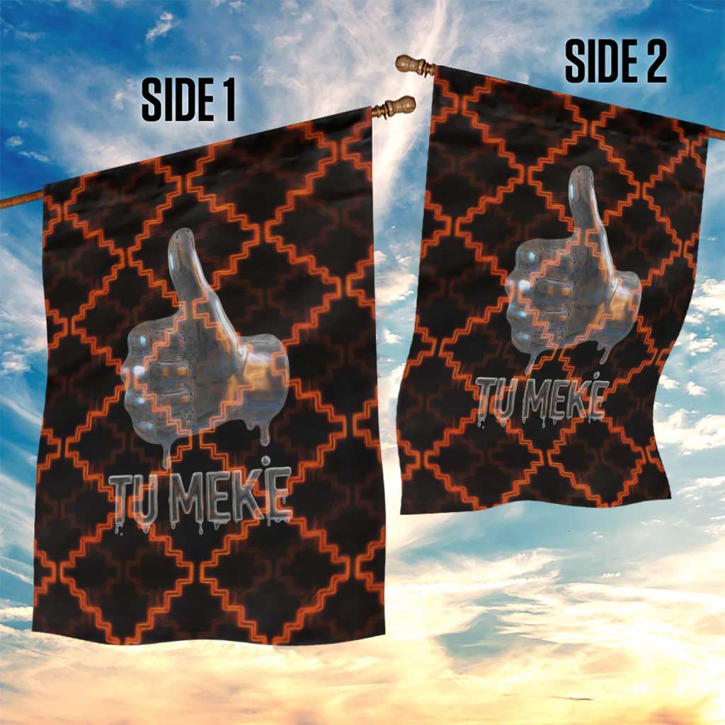 Tu Meke Maori New Zealand Slang Garden Flag with Glow Neon Step Style