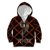 Tu Meke Maori New Zealand Slang Kid Hoodie with Glow Neon Step Style TS04 Zip Hoodie Black Orange - Polynesian Pride