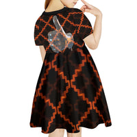 Tu Meke Maori New Zealand Slang Kid Short Sleeve Dress with Glow Neon Step Style TS04 - Polynesian Pride
