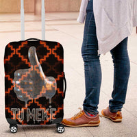 Tu Meke Maori New Zealand Slang Luggage Cover with Glow Neon Step Style TS04 Black Orange - Polynesian Pride