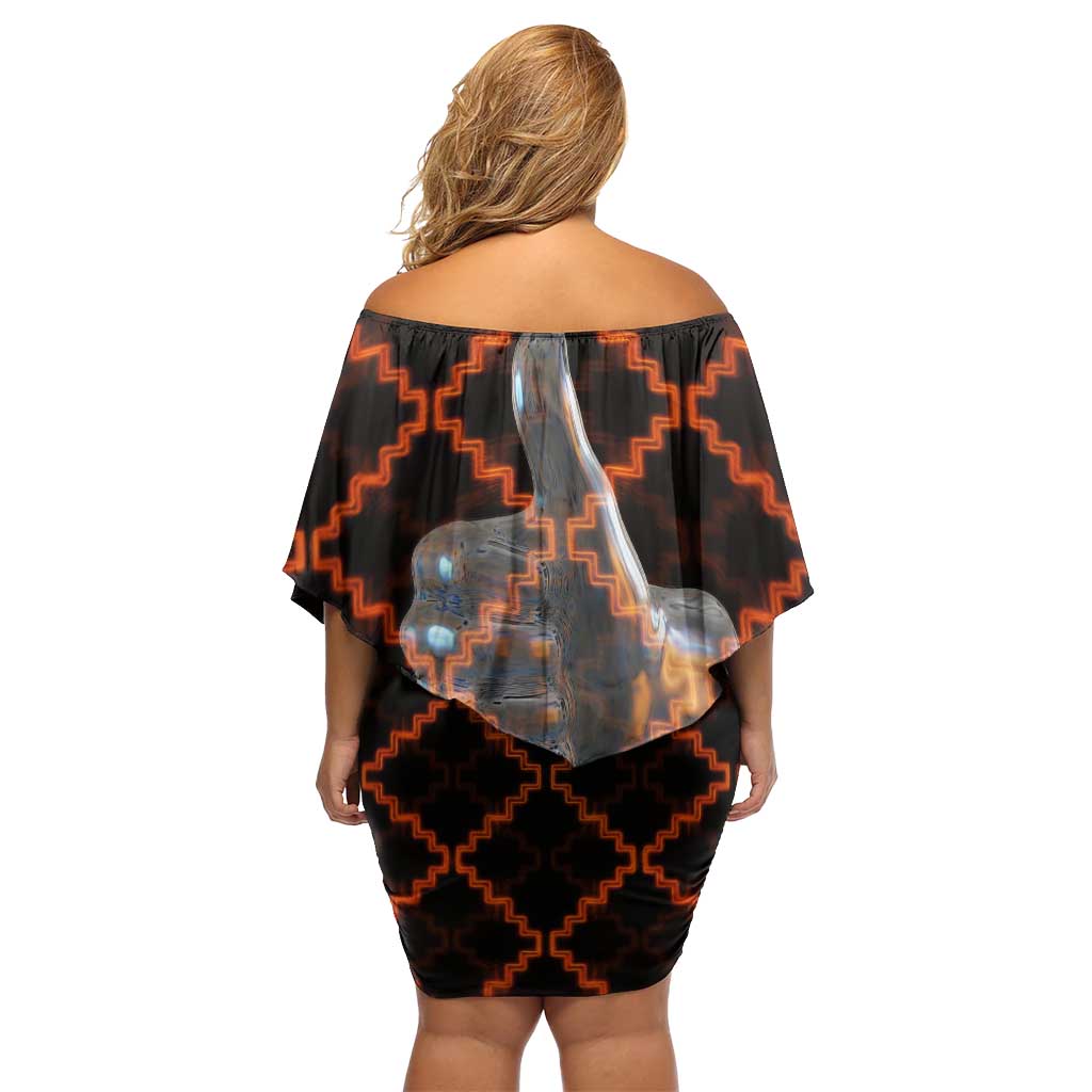 Tu Meke Maori New Zealand Slang Off Shoulder Short Dress with Glow Neon Step Style TS04 - Polynesian Pride