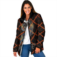 Tu Meke Maori New Zealand Slang Padded Jacket with Glow Neon Step Style TS04 Women Black Orange - Polynesian Pride