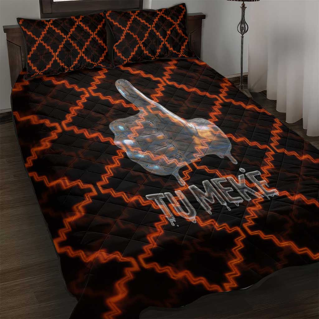 Tu Meke Maori New Zealand Slang Quilt Bed Set with Glow Neon Step Style