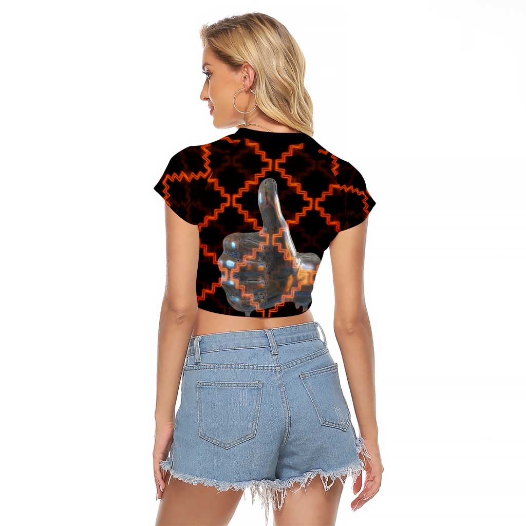 Tu Meke Maori New Zealand Slang Raglan Cropped T Shirt with Glow Neon Step Style TS04 - Polynesian Pride