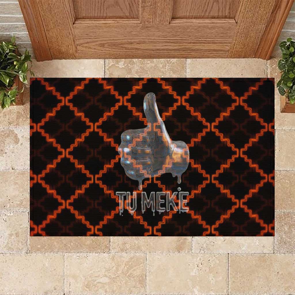 Tu Meke Maori New Zealand Slang Rubber Doormat with Glow Neon Step Style