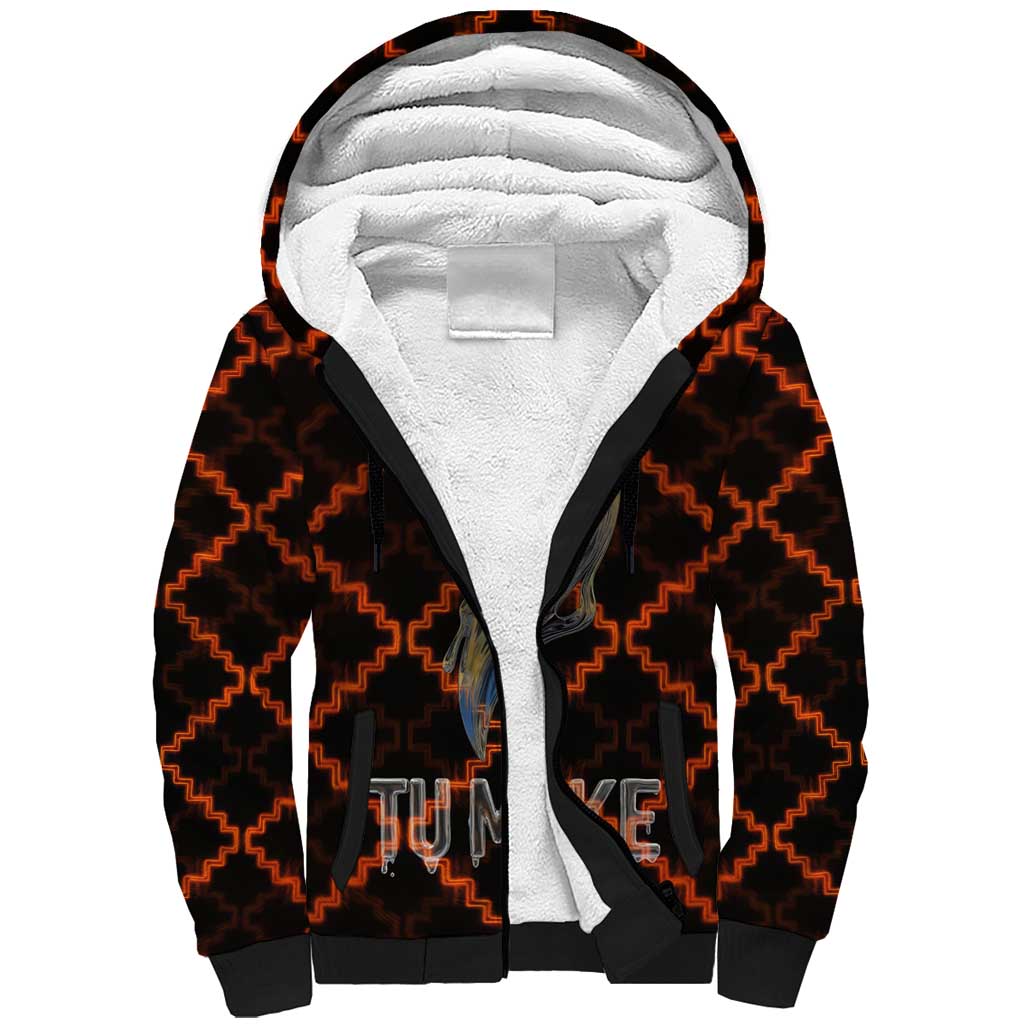 Tu Meke Maori New Zealand Slang Sherpa Hoodie with Glow Neon Step Style TS04 Unisex Black Orange - Polynesian Pride