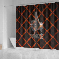 Tu Meke Maori New Zealand Slang Shower Curtain with Glow Neon Step Style