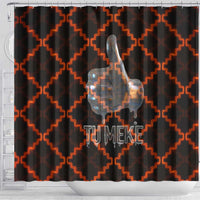 Tu Meke Maori New Zealand Slang Shower Curtain with Glow Neon Step Style