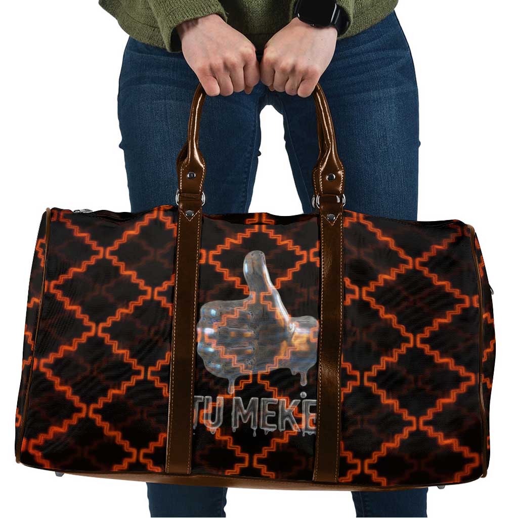 Tu Meke Maori New Zealand Slang Travel Bag with Glow Neon Step Style