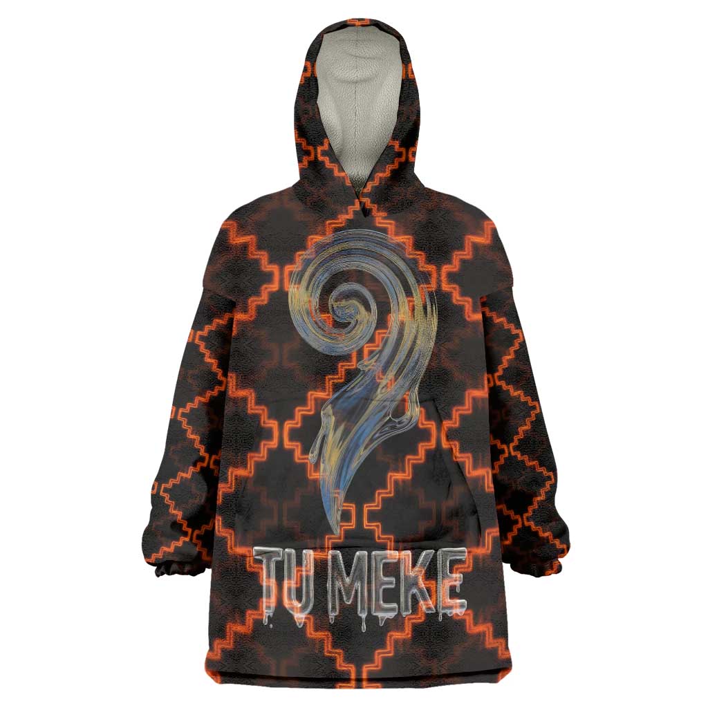 Tu Meke Maori New Zealand Slang Wearable Blanket Hoodie with Glow Neon Step Style