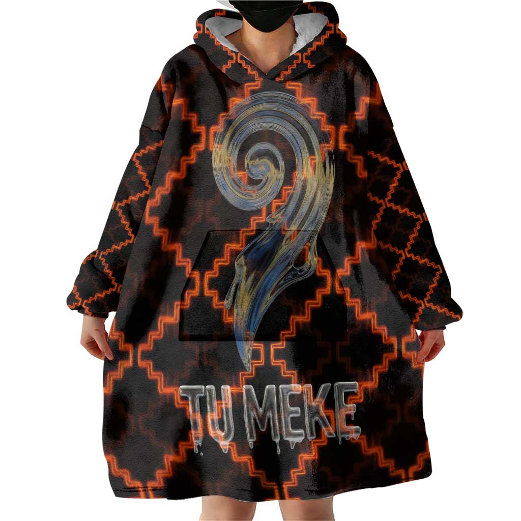 Tu Meke Maori New Zealand Slang Wearable Blanket Hoodie with Glow Neon Step Style
