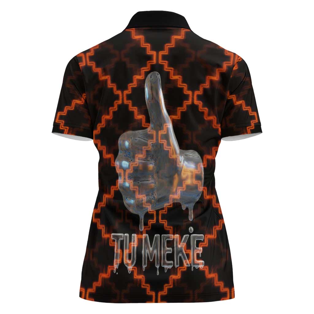 Tu Meke Maori New Zealand Slang Women Polo Shirt with Glow Neon Step Style