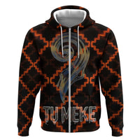 Tu Meke Maori New Zealand Slang Zip Hoodie with Glow Neon Step Style TS04 Zip Hoodie Black Orange - Polynesian Pride