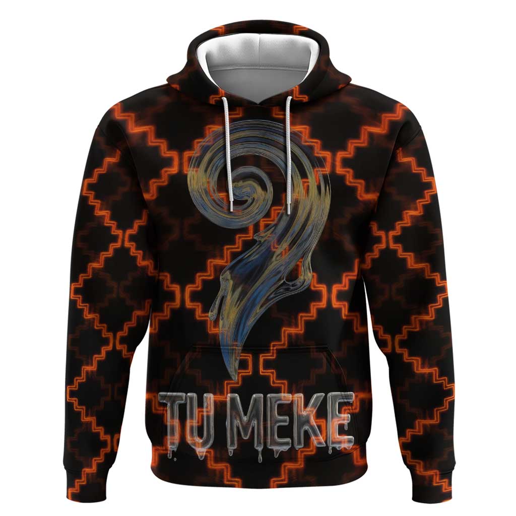 Tu Meke Maori New Zealand Slang Zip Hoodie with Glow Neon Step Style TS04 Pullover Hoodie Black Orange - Polynesian Pride