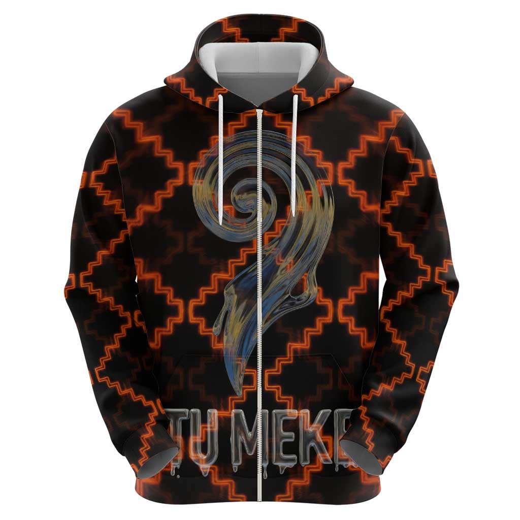 Tu Meke Maori New Zealand Slang Zip Hoodie with Glow Neon Step Style TS04 - Polynesian Pride