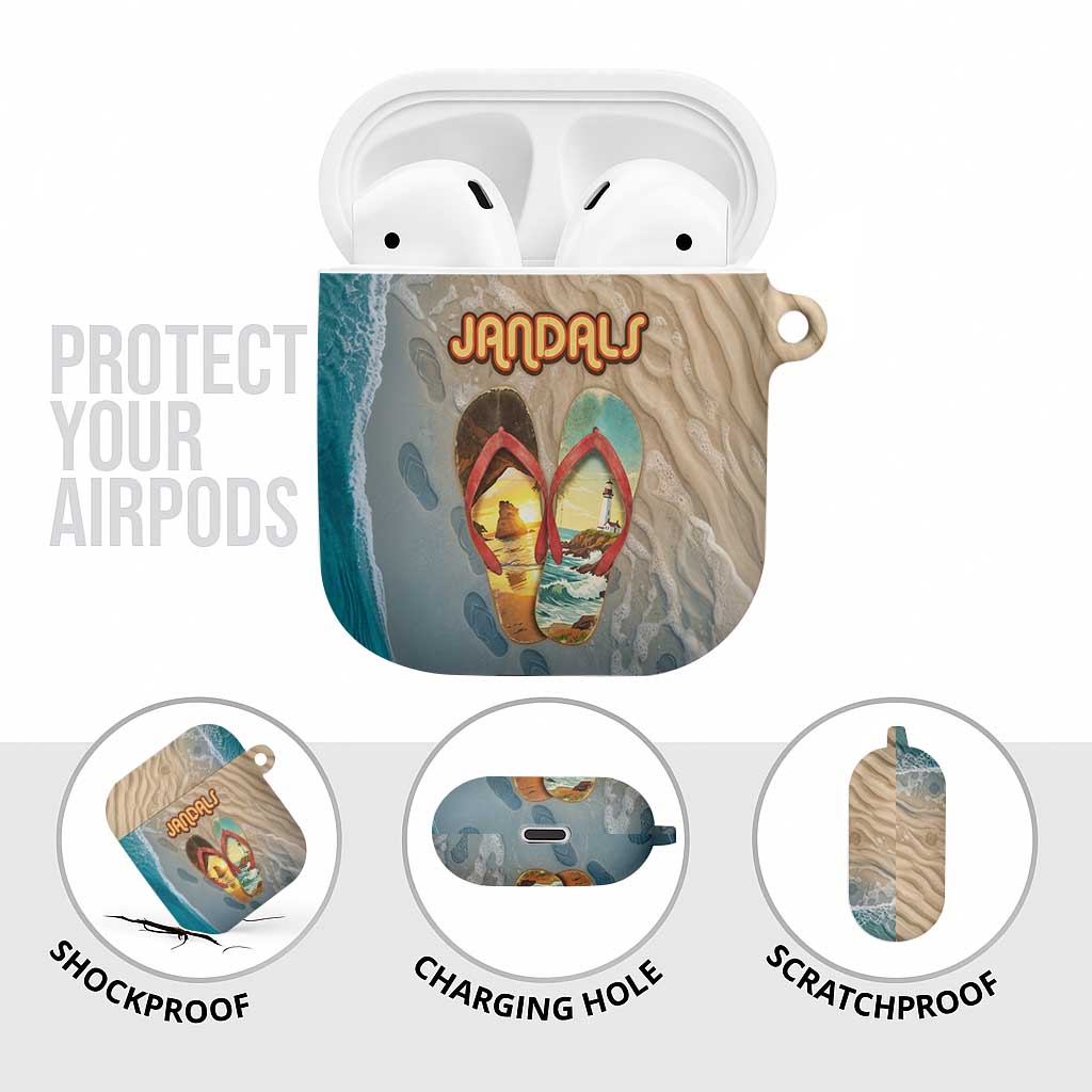 Kiwi Jandal Beach Life AirPods Case New Zealand Flip Flops Ocean Wave Surf Style