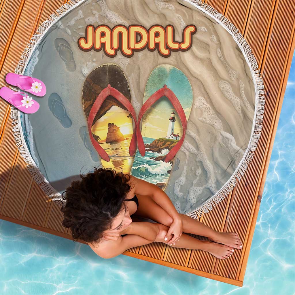 Kiwi Jandal Beach Life Beach Blanket New Zealand Flip Flops Ocean Wave Surf Style TS04 - Polynesian Pride