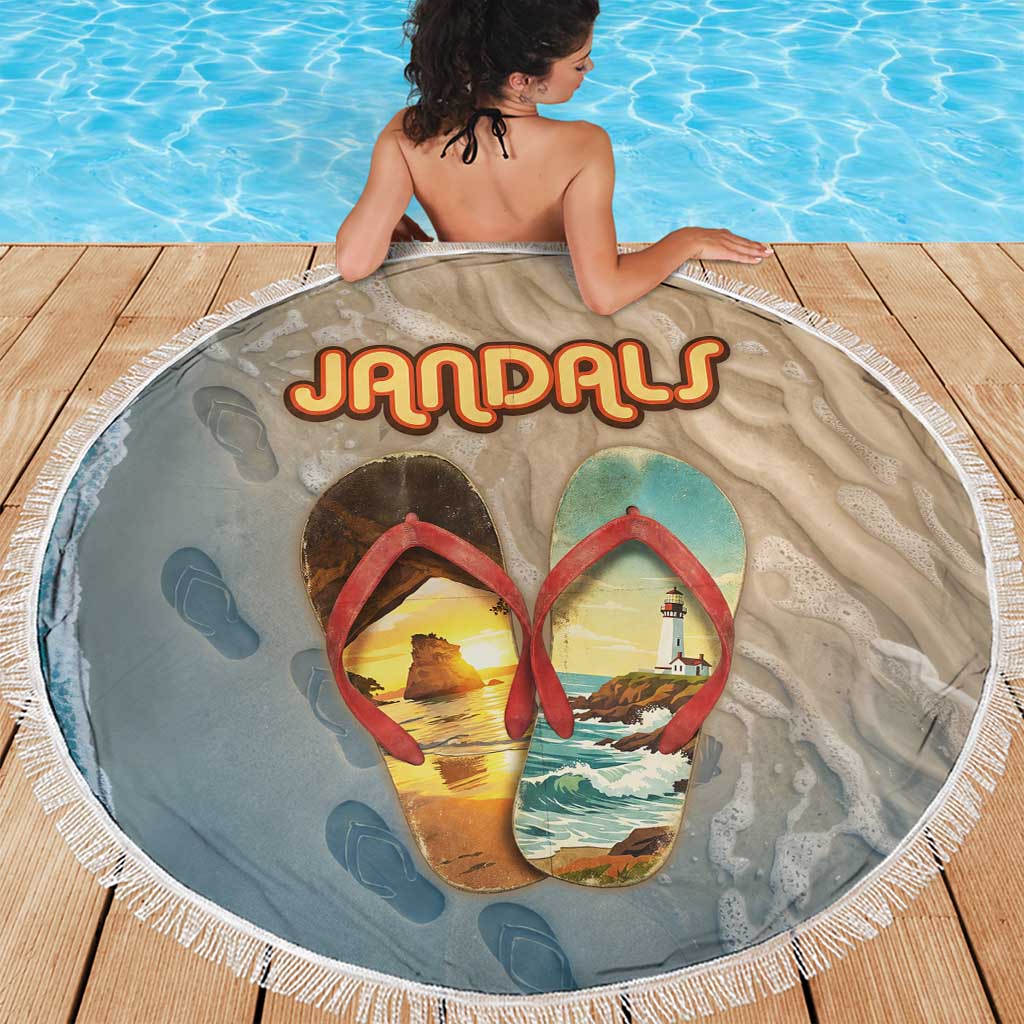 Kiwi Jandal Beach Life Beach Blanket New Zealand Flip Flops Ocean Wave Surf Style TS04 - Polynesian Pride