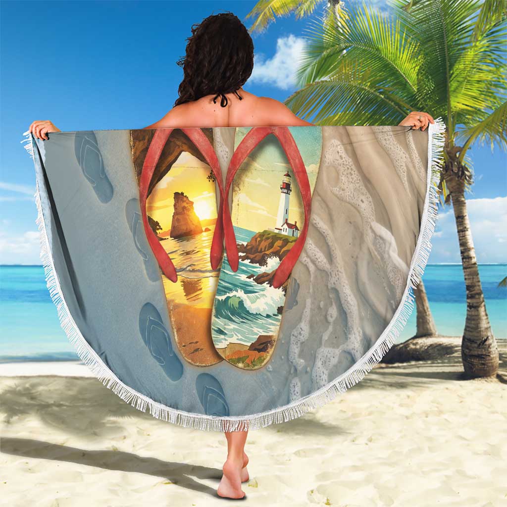 Kiwi Jandal Beach Life Beach Blanket New Zealand Flip Flops Ocean Wave Surf Style TS04 - Polynesian Pride