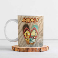 Kiwi Jandal Beach Life Ceramic Mug New Zealand Flip Flops Ocean Wave Surf Style