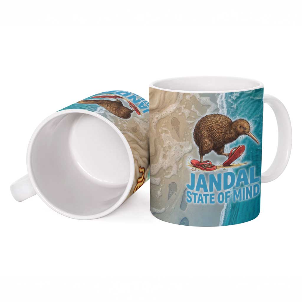 Kiwi Jandal Beach Life Ceramic Mug New Zealand Flip Flops Ocean Wave Surf Style