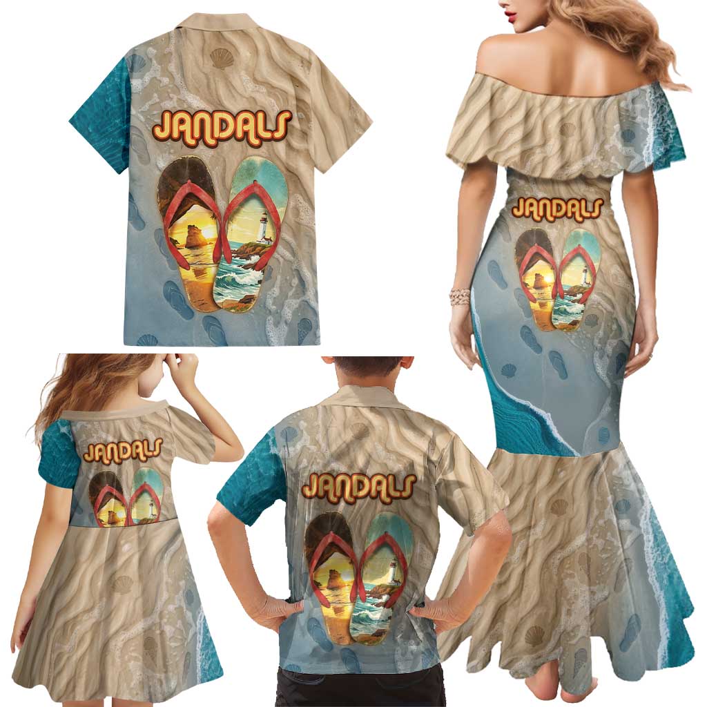 Kiwi Jandal Beach Life Family Matching Mermaid Dress and Hawaiian Shirt New Zealand Flip Flops Ocean Wave Surf Style TS04 - Polynesian Pride
