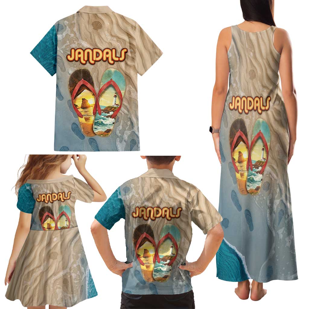 Kiwi Jandal Beach Life Family Matching Tank Maxi Dress and Hawaiian Shirt New Zealand Flip Flops Ocean Wave Surf Style TS04 - Polynesian Pride