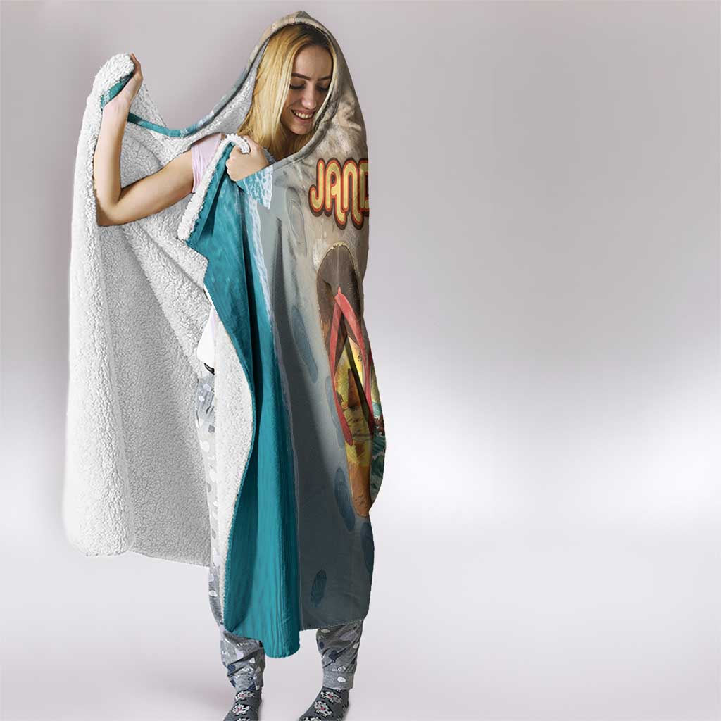 Kiwi Jandal Beach Life Hooded Blanket New Zealand Flip Flops Ocean Wave Surf Style