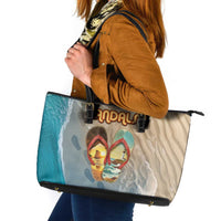 Kiwi Jandal Beach Life Leather Tote Bag New Zealand Flip Flops Ocean Wave Surf Style