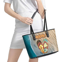 Kiwi Jandal Beach Life Leather Tote Bag New Zealand Flip Flops Ocean Wave Surf Style