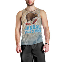 Kiwi Jandal Beach Life Men Tank Top New Zealand Flip Flops Ocean Wave Surf Style